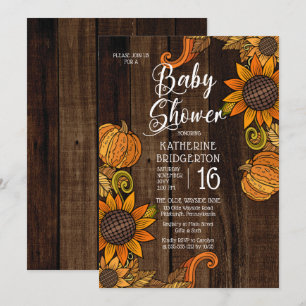 Invitation Automne Rustique   Baby shower des tournesols d'au
