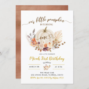 Invitation Automne Rustique Boho Citrouille Premier anniversa