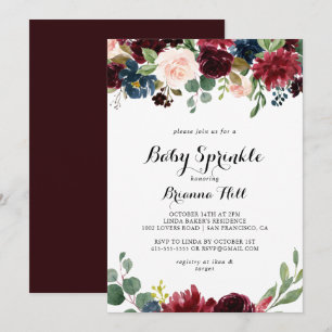 Invitation Automne Rustique Bourgogne Calligraphie Baby Sprin