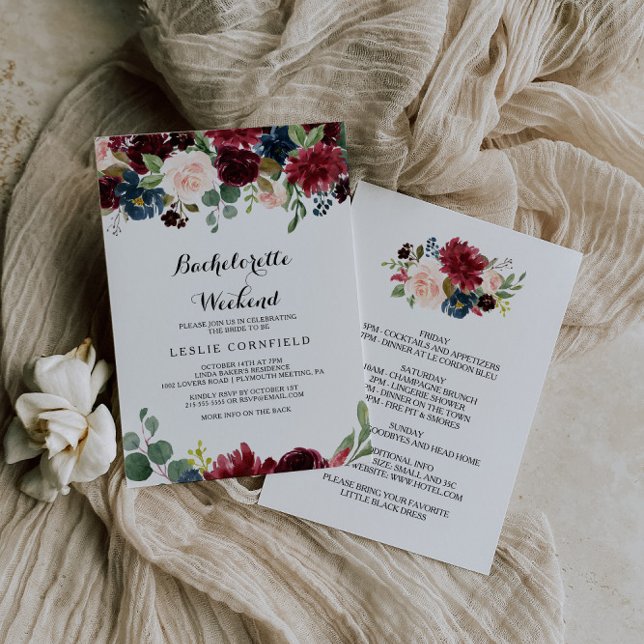 Invitation Automne Rustique Bourgogne Week-end (Créateur téléchargé)