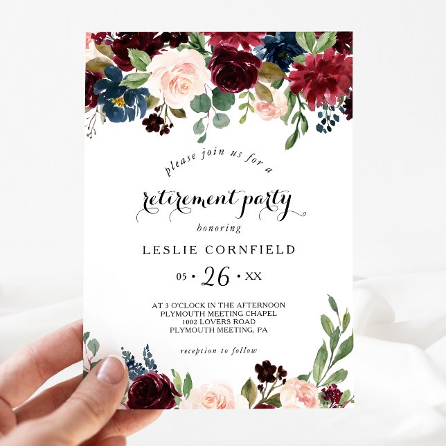 Invitation Automne Rustique Éblouissant Burgundy Retraite Par (Créateur téléchargé)