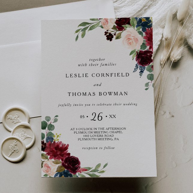 Invitation Automne Rustique Éblouissant Mariage Bourgogne (Créateur téléchargé)