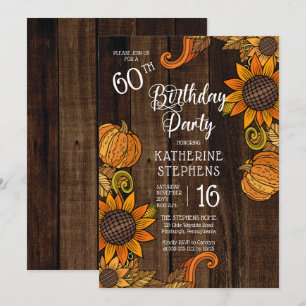 Invitation Automne Rustique  Fleurs de soleil d'automne 60e f