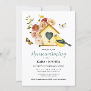 Invitation Automne Rustique Floral Bird House Ménage