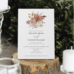 Invitation Automne Rustique Floral, Mariage