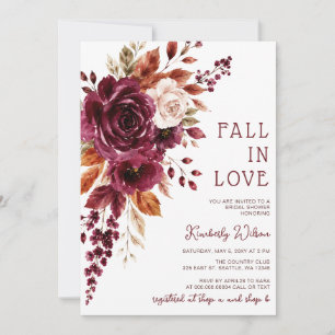 Invitation Automne rustique Floral Tombez amoureux Enterremen