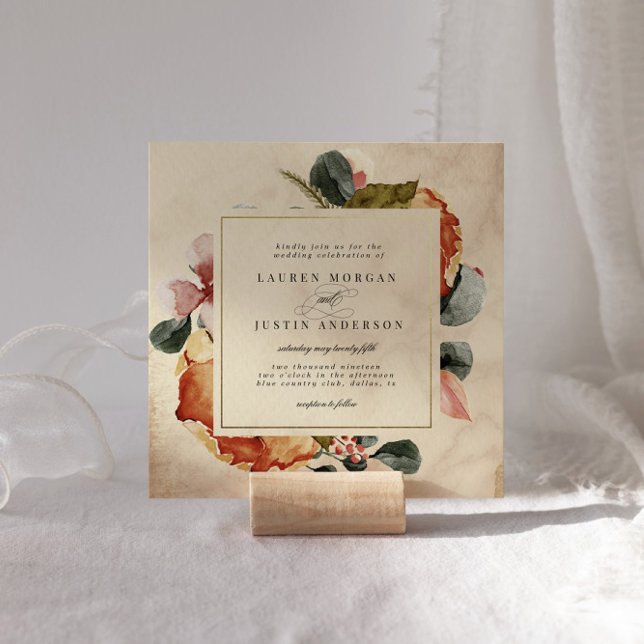 Invitation Automne Sentez-vous Élégant Carré Mariage (Créateur téléchargé)