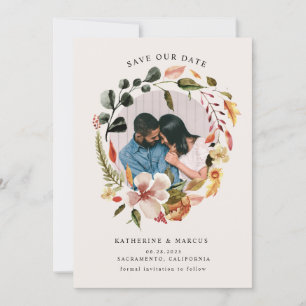 Invitation automne sentir couronne florale enregistrer la dat