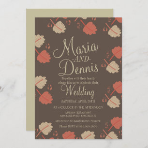 Invitation Automne simple Terracotta Nuetral Feuille Mariage