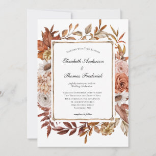 Invitation Automne Terracotta Boho Floral Mariage moderne