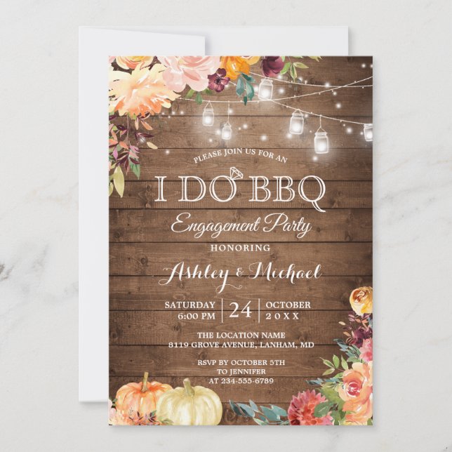 Invitation Automne Thème I DO BBQ Engagement Party (Devant)