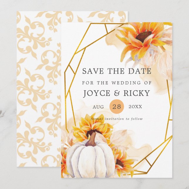 Invitation Automne Tomate Sauvée Mariage à la date  (Devant / Derrière)