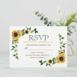 Invitation Automne Tournesol Floral Pays Grotte Mariage RSVP