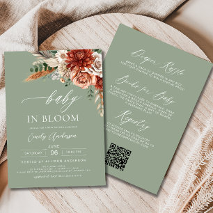 Invitation Automne tout en un Fleur sauvage bébé en fleurs do
