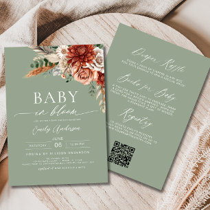 Invitation Automne tout en un Fleur sauvage bébé en fleurs do
