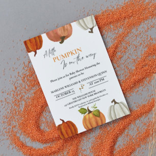 Invitation Automne Un petit citrouille sur le chemin baby sho