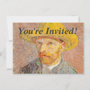Invitation Autoportrait de Vincent Van Gogh avec chapeau de p