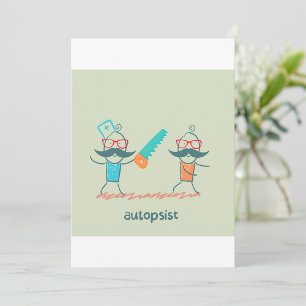 Invitation Autopsist Médicale Humour with Mustache Characters