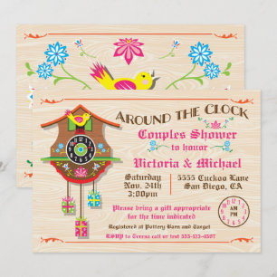 Invitation Autour de la Fête de l'mariée Folk art Cuckoo Inv