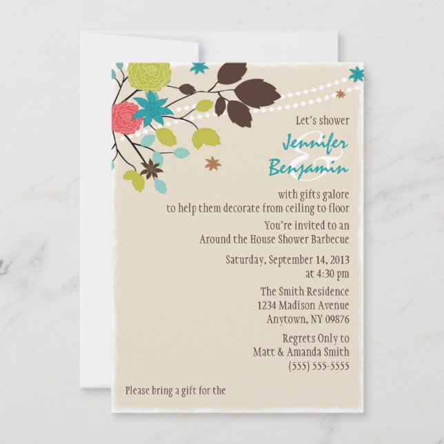 Invitation Autour de la Maison Couples Wedding shower Invitat (Devant)