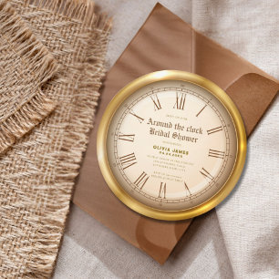 Invitation Autour de l'horloge douche nuptiale