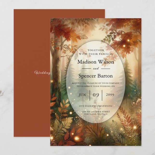 Invitation Autumn Glow in the Enchanted Forest Wedding (Devant / Derrière)