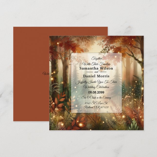Invitation Autumn Glow in the Enchanted Forest Wedding (Devant / Derrière)