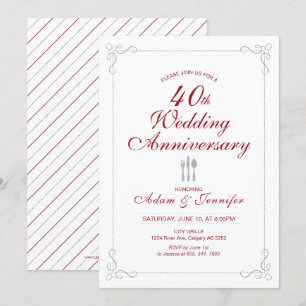 Invitation aux 40 ans de mariage noces de rubis et