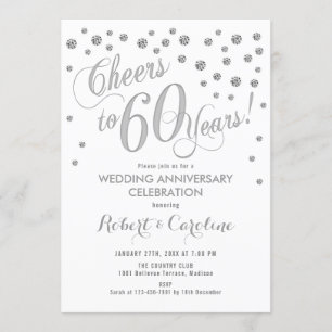 Invitation aux 60 ans de mariage - Argent blanc