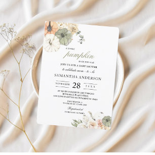 Invitation aux citrouilles et fleurs aquarelles mo