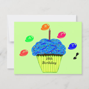 Invitation aux friandises de gâteau bleu pour 16 a