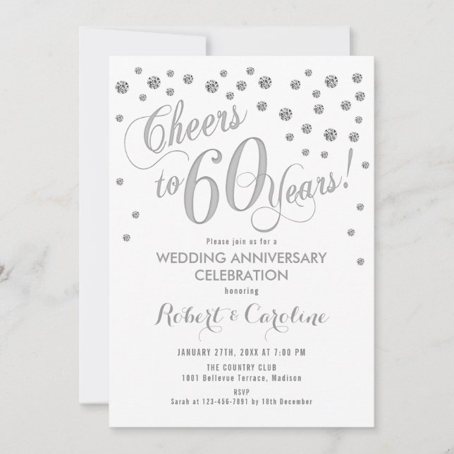 Invitation aux noces d'argent - 60 ans de mariage (Devant)
