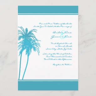 Invitation aux palmiers tropicaux Turquoises et bl