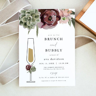 Invitation AVA Burgundy Succulent Brunch et Bubbly Champagne
