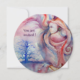 Invitation AVALON Magie et Mystère rose clair bleu blanc