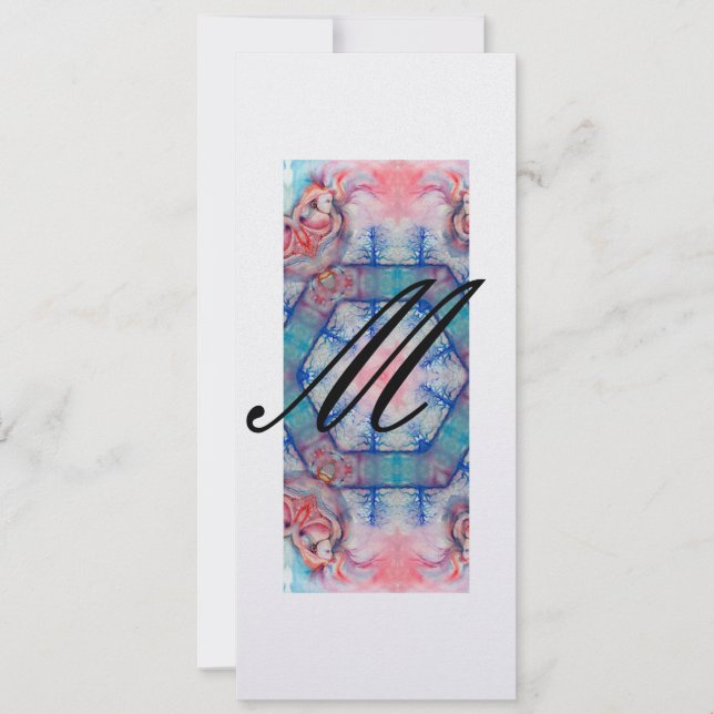 Invitation AVALON mogram 2, papier glacé bleu pourpre rose do (Devant)