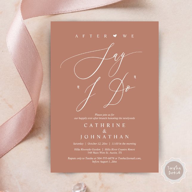Invitation Avant de dire "Je le fais", Dîner de répétition Ma (Before we say "I Do", Wedding Brunch Invitation Card, PDF, Modern Romantic, in Terracotta Earthy)