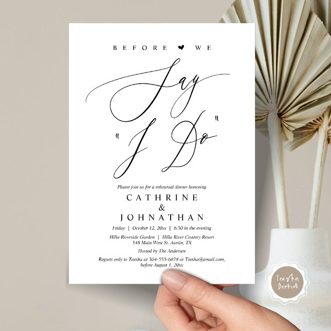 Invitation Avant de dire "Je le fais", Dîner de répétition Ma (Before We Say "I Do", Wedding Rehearsal Dinner Invitation Card, Digital PDF JPG File Download )