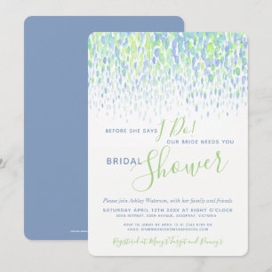 Invitation Avant de faire douche nuptiale couleur verte bleue