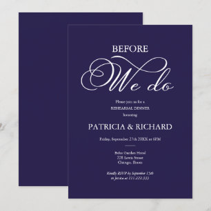 Invitation Avant de faire Élégant Dîner de répétition Bleu de