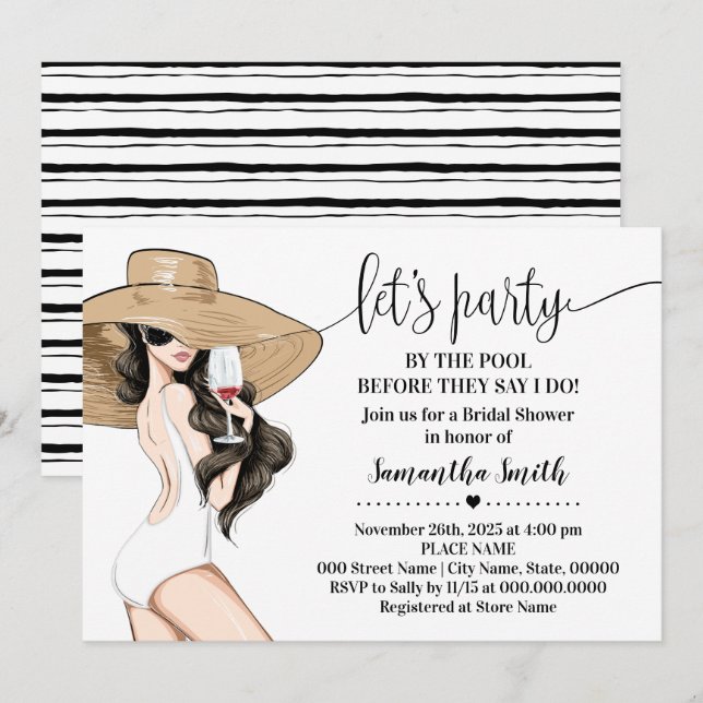 Invitation Avant de faire la fête près de la Fête des mariées (Devant / Derrière)