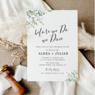 Invitation avant de faire la répétition de la verdure eucalyp