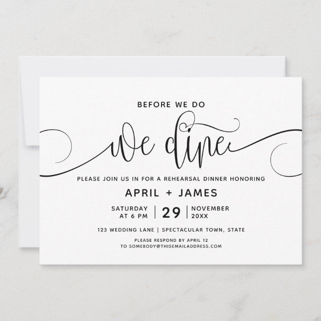 Invitation Avant De Faire, Nous Dînons Dîner De Répétition In (Devant)