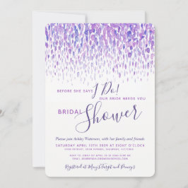 Invitation Avant de faire nuptiale douche eau violet art