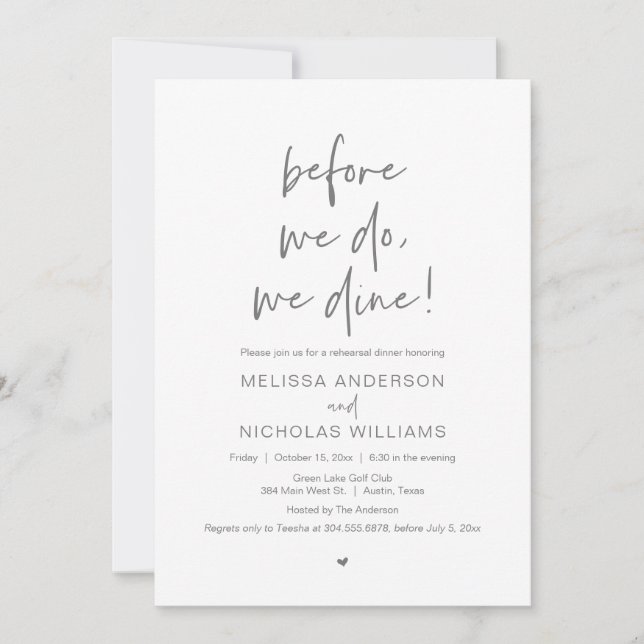 Invitation Avant De Le Faire, Nous Dînons, Dîner De Répétitio (Devant)