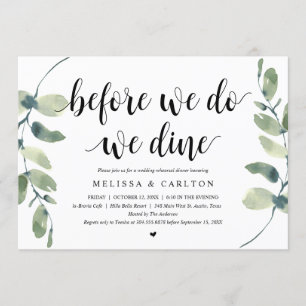Invitation Avant de le faire, nous dînons, Dîner de répétitio