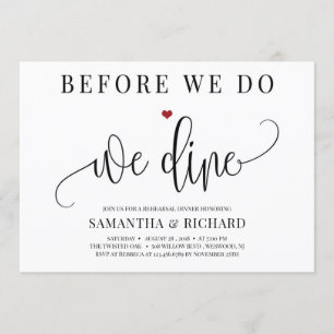 Invitation Avant de nous, nous dînons un dîner de répétition 