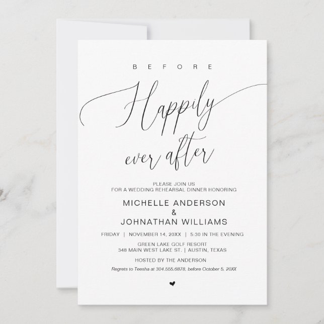Invitation Avant Heureux Jamais Après Le Dîner De Répétition  (Devant)