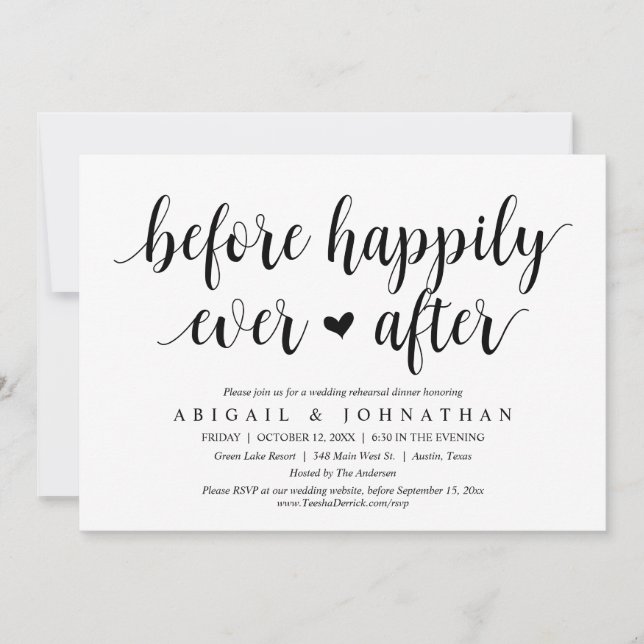 Invitation Avant Heureux Jamais Après Le Dîner De Répétition  (Devant)
