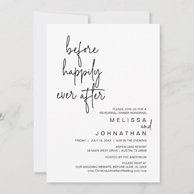 Invitation Avant Heureux Jamais Après Le Dîner De Répétition  (Devant)